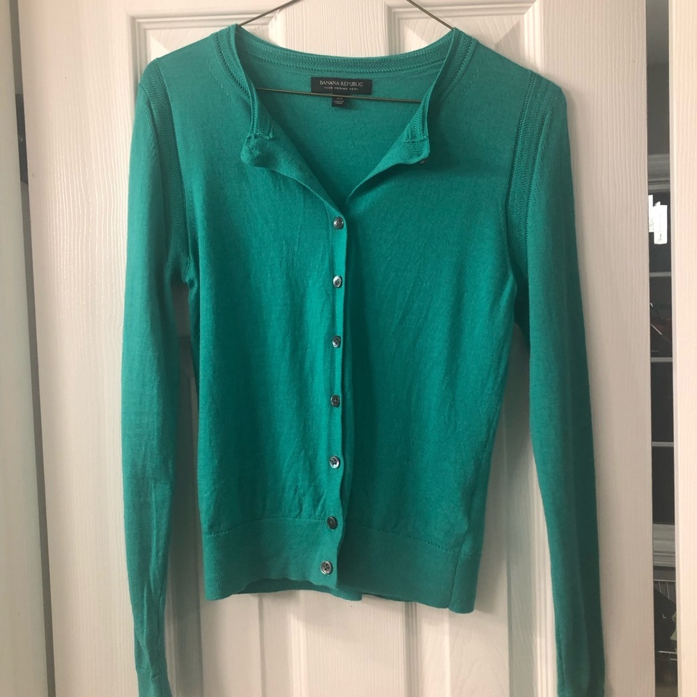 BR extra fine merino cardigan green sz XS